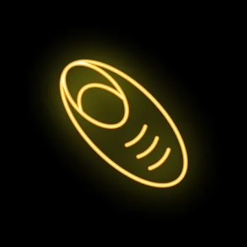 Neon yellow finger pressing a button on black background Stock Illustration