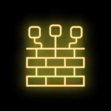 Neon yellow firewall protecting system with three sockets Illustrazione stock