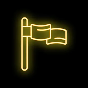 Neon yellow flag waving in the wind Stock Illustration