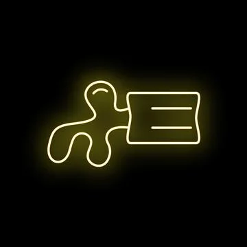 Neon yellow flowing speech bubble message icon Stock Illustration