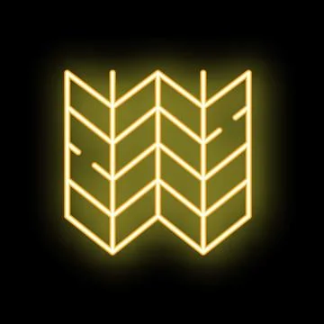 Neon yellow folded paper map glowing on black background 스톡 일러스트