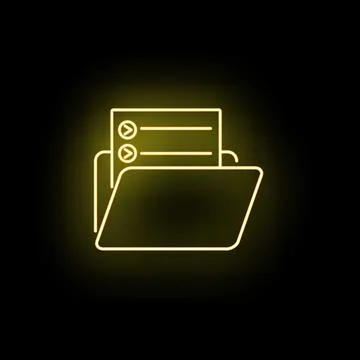 Neon yellow folder holding digital files icon Illustrazione stock
