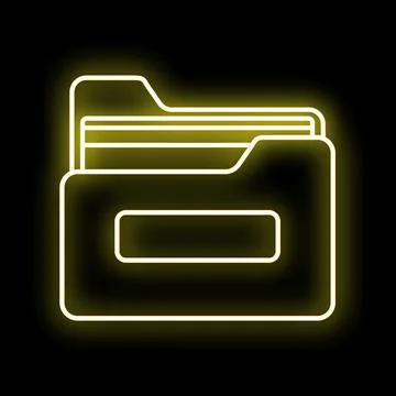 Neon yellow folder icon for digital organization 스톡 일러스트