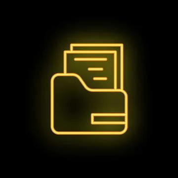 Neon yellow folder icon glowing on dark background 스톡 일러스트