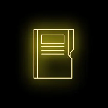 Neon yellow folder icon illustrating digital data storage Stock Illustration