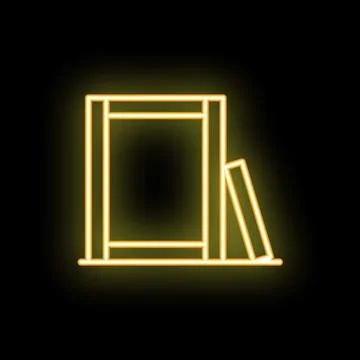 Neon yellow framed canvas standing against wall with book leaning on it Stock Illustration