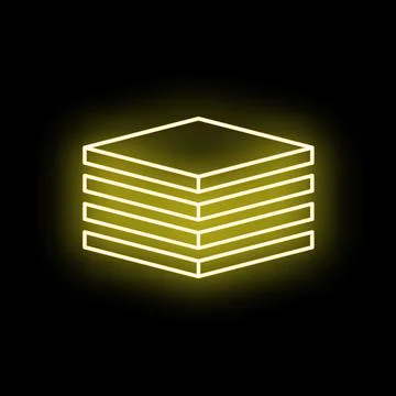 Neon yellow geometric layers creating an abstract stack Stock Illustration