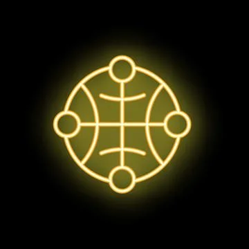 Neon yellow global network connecting points on a globe icon Stock Illustration