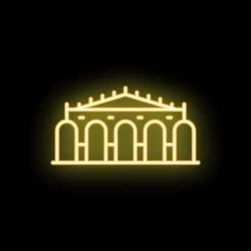 Neon yellow glowing semperoper dresden icon on black background Stock Illustration