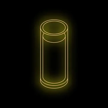 Neon yellow glowing smart speaker on black background Stock Illustration