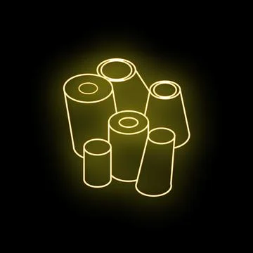 Neon yellow glowing threads of different sizes on black background Illustrazione stock