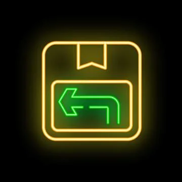 Neon yellow gps navigation showing route with left turn sign Stock Illustration