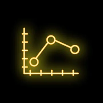 Neon yellow graph showing declining trend on black background Stock Illustration