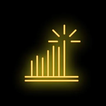 Neon yellow graph showing increasing business success on black background Stock Illustration