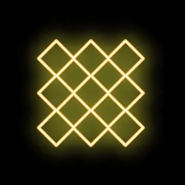 Neon yellow grid pattern glowing on black background 스톡 일러스트