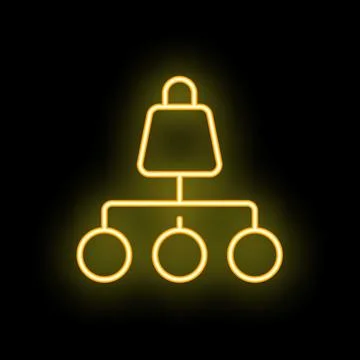 Neon yellow hierarchy chart with padlock illustrating security concept Illustrazione stock