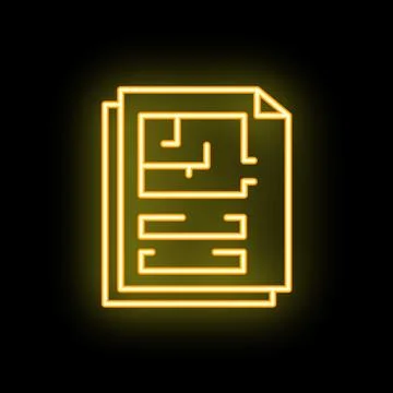 Neon yellow house plan showing construction project Stock Illustration