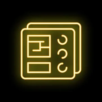 Neon yellow icon of a dashboard with analytics and data showing charts and .. イラスト素材
