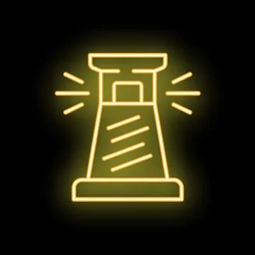 Neon yellow icon of a lighthouse beam shining through darkness Stock Illustration