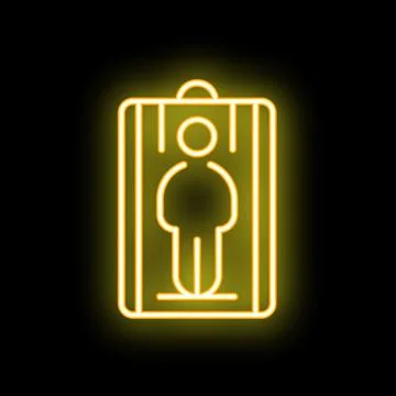 Neon yellow icon of a security gate detecting a person passing through, repre 스톡 일러스트