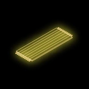 Neon yellow ide cable on black background Stock Illustration