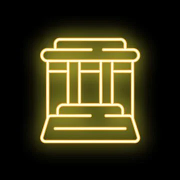 Neon yellow jail cell bars icon glowing on black background Stock Illustration