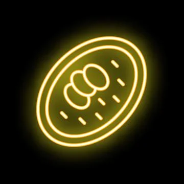 Neon yellow kiwi fruit slice glowing on black background Stock Illustration