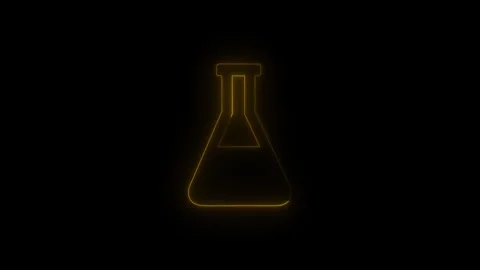 Neon yellow Laboratory Flask Icon on Black Background.Glowing chemistry fla.. Stock Footage 341516188
