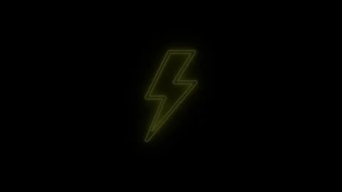 Neon yellow lightning bolt icon flashes dynamically on black background cre.. Stock Footage 345548277