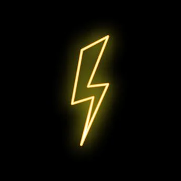 Neon yellow lightning bolt striking from top left corner Stock Illustration