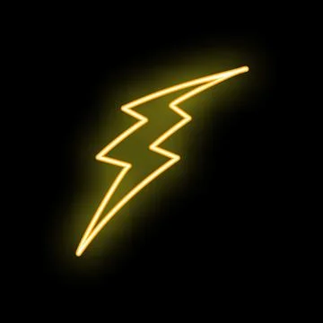 Neon yellow lightning bolt striking from top left corner Stock Illustration