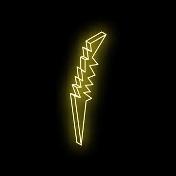 Neon yellow lightning bolt striking from top right on black background Stockillustratie