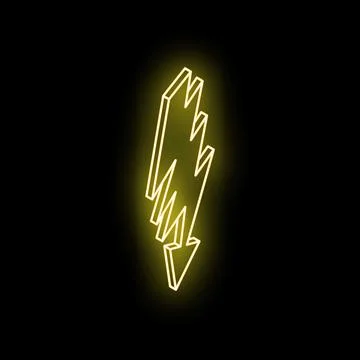 Neon yellow lightning bolt striking down on black background Stockillustratie