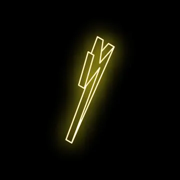 Neon yellow lightning bolt striking from top left on black background Stock Illustration
