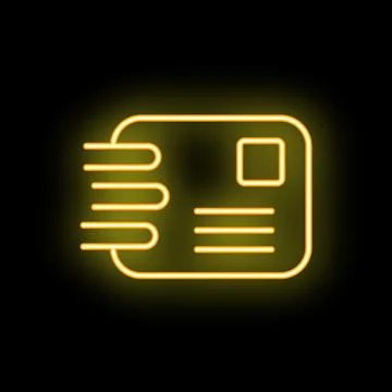 Neon yellow mail envelope sending flying through the air Stock Illustration