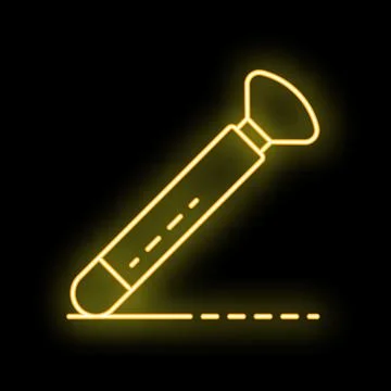 Neon yellow marker drawing a dashed line icon Stock Illustration