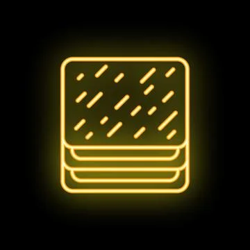 Neon yellow mattress stack glowing on black background 스톡 일러스트