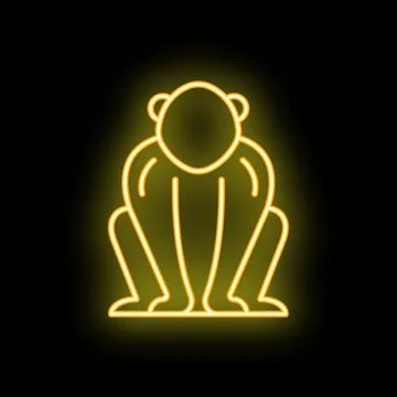Neon yellow monkey sitting down illustration Stock Illustration