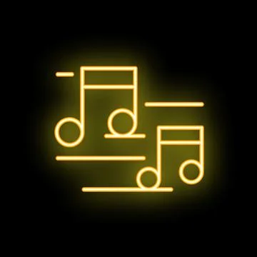 Neon yellow music notes floating on black background イラスト素材