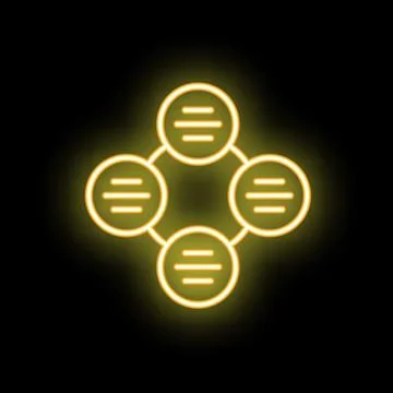 Neon yellow network connecting icon showing data transferring on black back.. イラスト素材