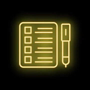 Neon yellow notepad with checkboxes and pen taking notes イラスト素材