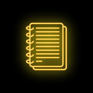 Neon yellow notepad is glowing on dark background Stock Illustration