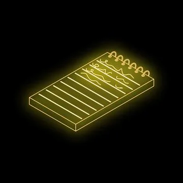 Neon yellow notepad sketching notes on dark background 스톡 일러스트
