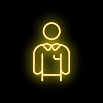 Neon yellow office worker standing up with a shirt and tie on black backgroun Stock Illustration