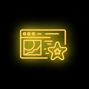 Neon yellow online content creation getting five star rating icon Illustrazione stock