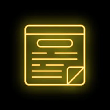Neon yellow online document icon glowing against black background イラスト素材