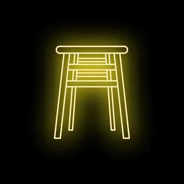 Neon yellow outline bar stool glowing in darkness Illustrazione stock