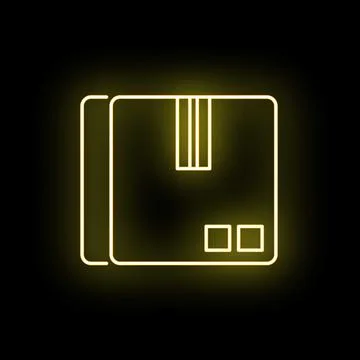 Neon yellow package box line icon glowing 스톡 일러스트