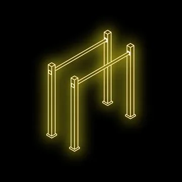 Neon yellow parallel bars glowing on black background イラスト素材