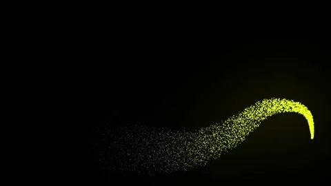 Neon Yellow Particle Wave Trail on Black Abstract Motion Background Stock Footage 341602205